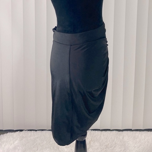 KIKIRIKI Ruched Mesh Mini Skirt Rhinestone Belt Cutout Design Black Size Small - Picture 8 of 12